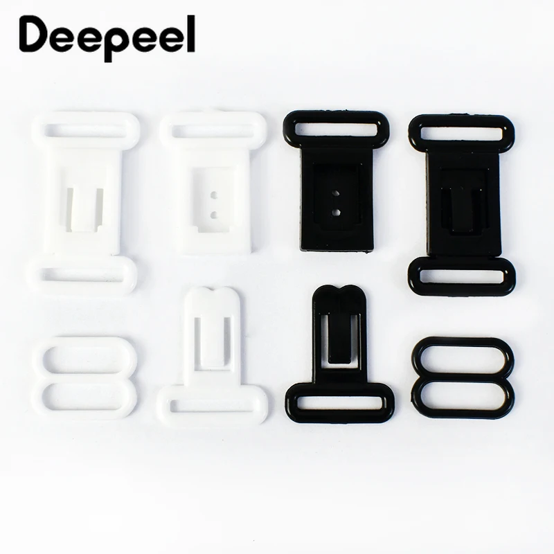 50/100Sets Deepeel 12.5mm Plastic Adjustable Buckle Underwear Bikini O Ring Hook Bow Tie Clip Connector Clasp Sewing Accessories