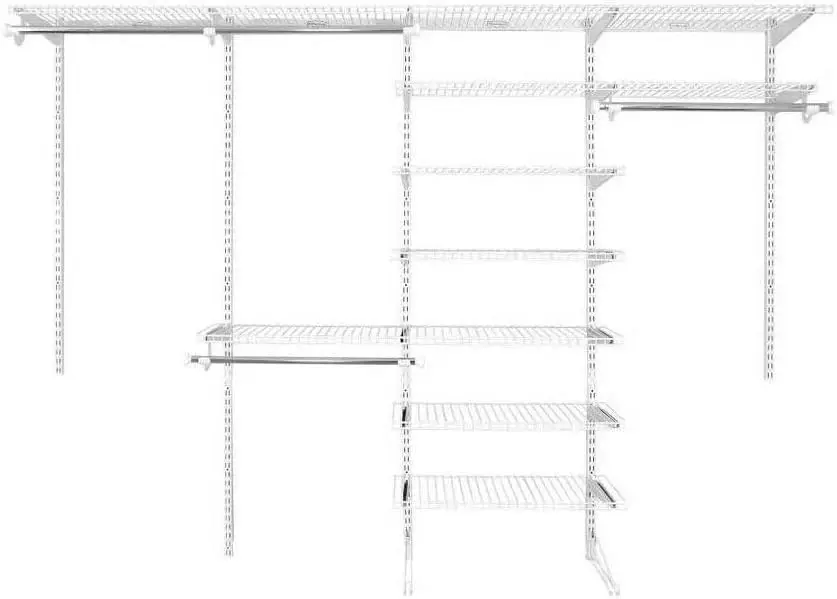 

Rubbermaid Configurations Custom Closet Kit 6-10 Ft. Adjustable Metal Wire Shelving, White Finish Expandable Organization System