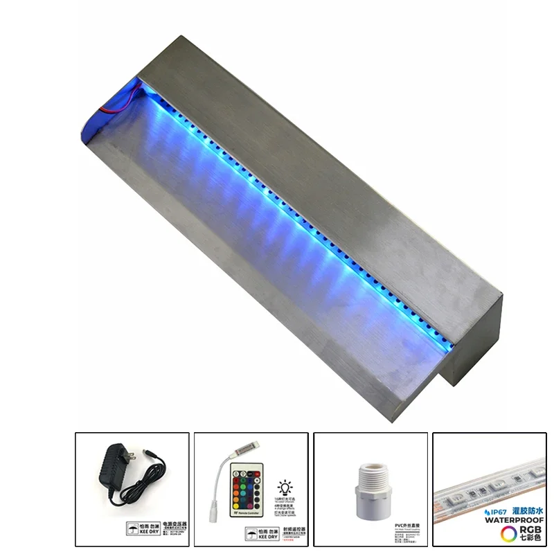 

Stainless Steel Wall Waterfalls Outdoor Pool Waterfall Blade Water Fountain Indoor For Garden Piscina Decor