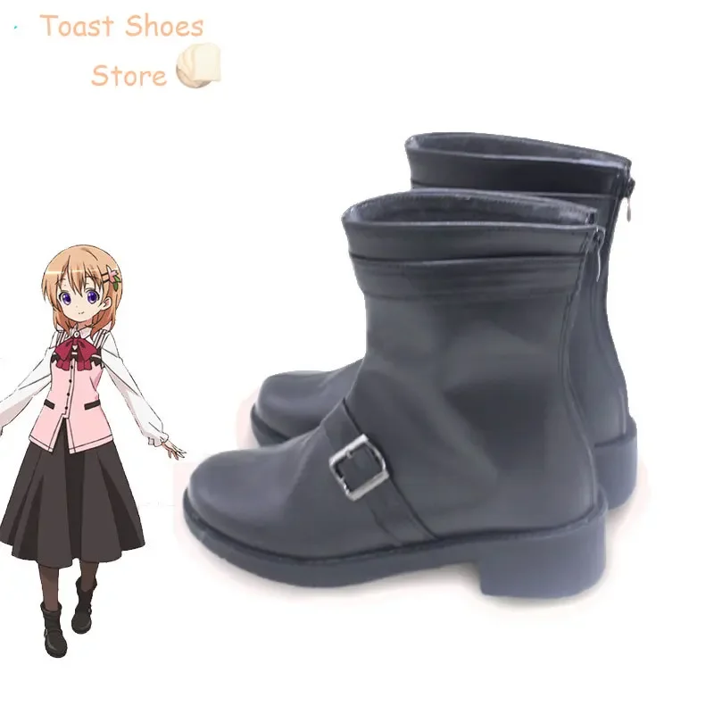 Anime Is the order a rabbit Hoto Kokoa Cosplay Shoes PU Leather Shoes Cosplay Prop Halloween Boot Costume Prop