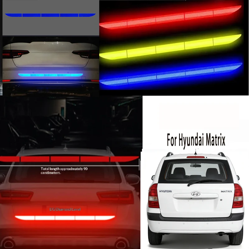 

For Hyundai Matrix 1Pcs Car Reflective Warning Tape Trunk Anti-Collision Bumper Strip Universal Auto Safety Reflector Sticker