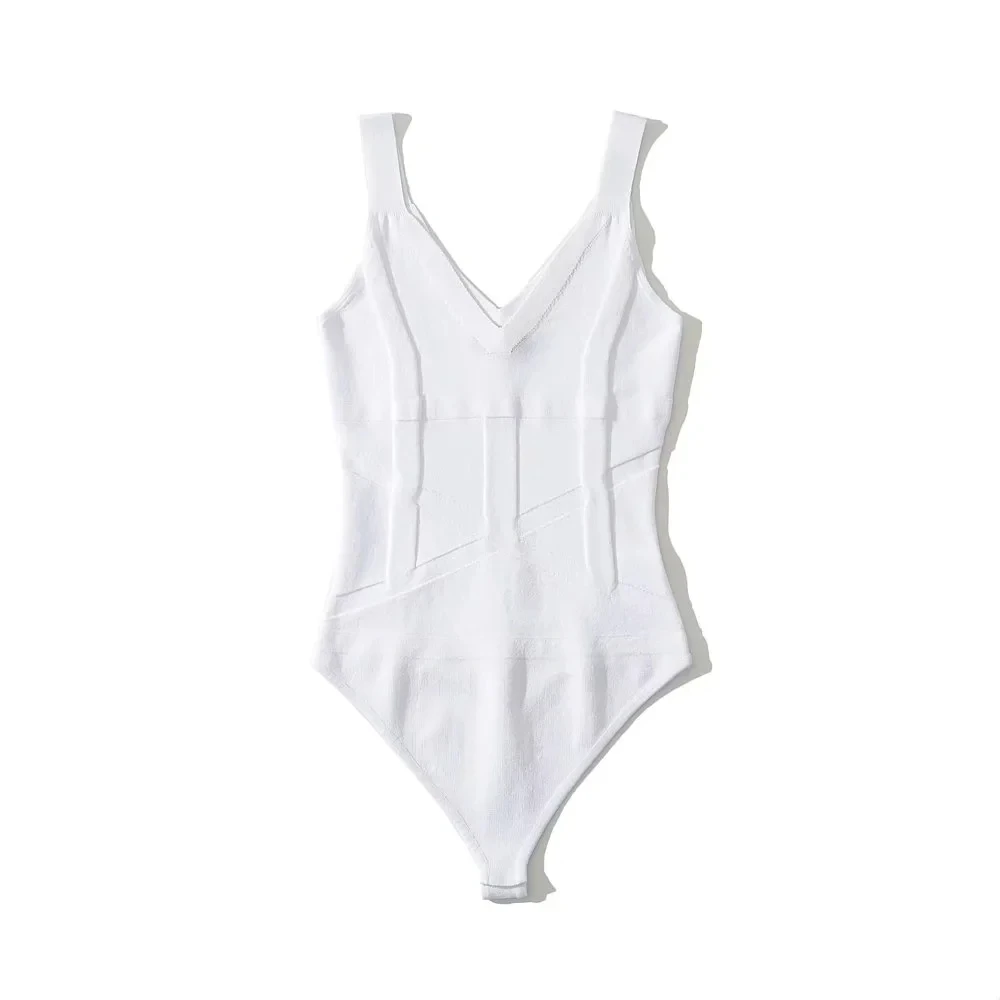 Dave&Di  Summer Ins Fashion Blogger High Street Retro Knitted Jacquard Sexy Tank Tops Sleeveless Tshirts Bodysuits Women