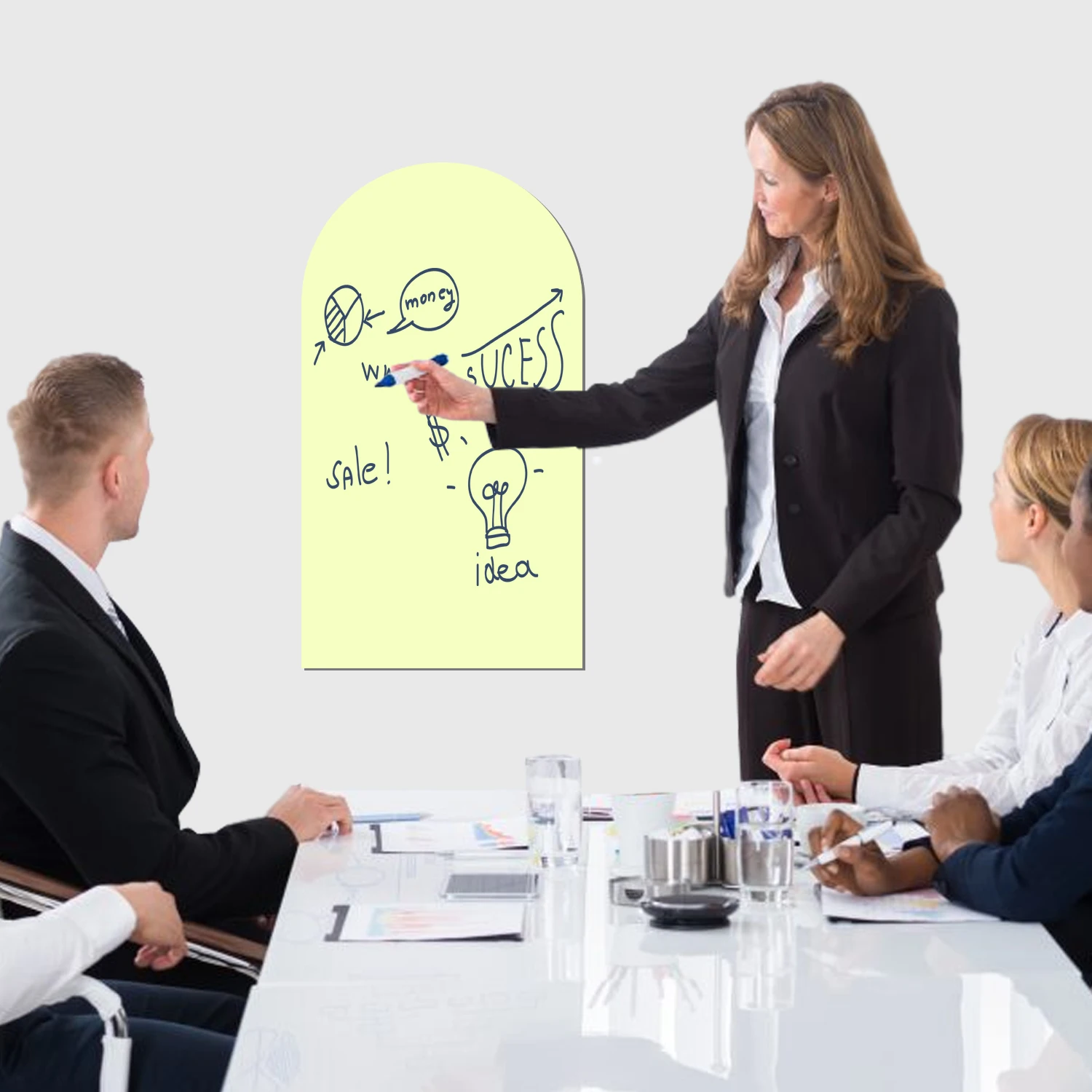 

Arched Magnetic Chalkboard Wall Sticker (80/90/100cm) with Marker Eraser Set for Office Home