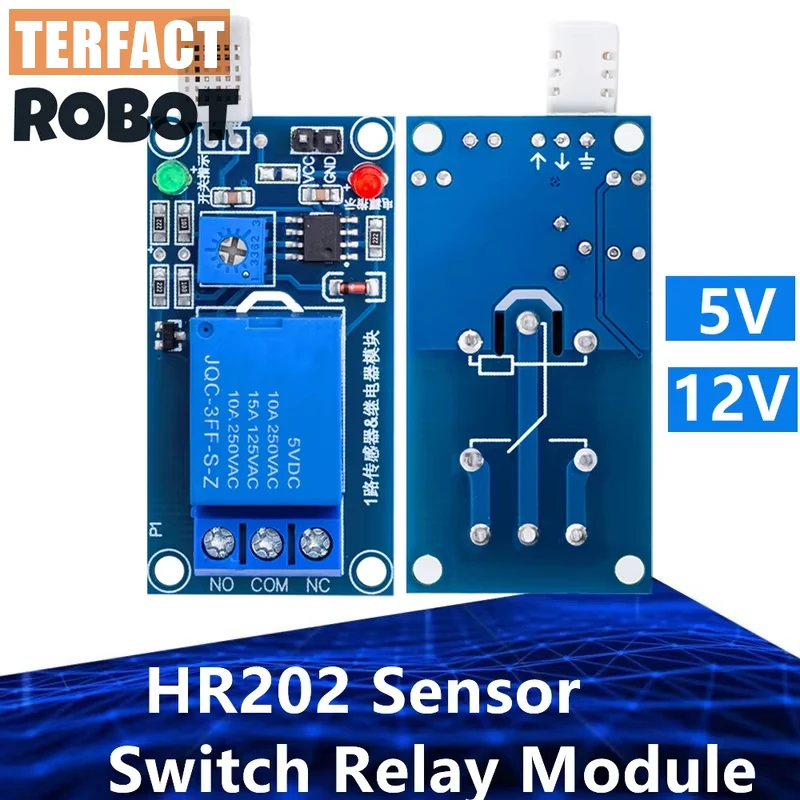 1PCS TERFACT ROBOT HR202 DC 5V 12v  1 Channal 1CH Humidity Sensor Switch Relay Module Control Board Humidity Sensor Module