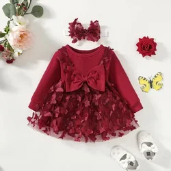 Vestidos de bebé para niña, vestido de princesa dulce, malla de mariposa, Moda Infantil, primavera y otoño