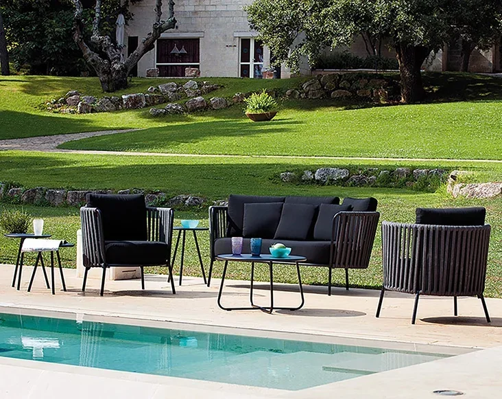 Sofagarnitur, Gartenmöbel, Terrasse, handgefertigte Rattanmöbel, für den Garten im Freien