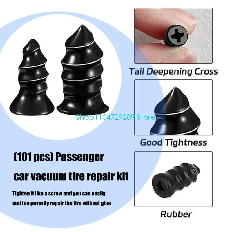 D8KE 101 قطعة طقم تصليح الإطارات في حالات الطوارئ مجموعة سدادات ثقب الإصلاح السريع بدون مقابس مناسبة للسيارات والدراجات النارية #5