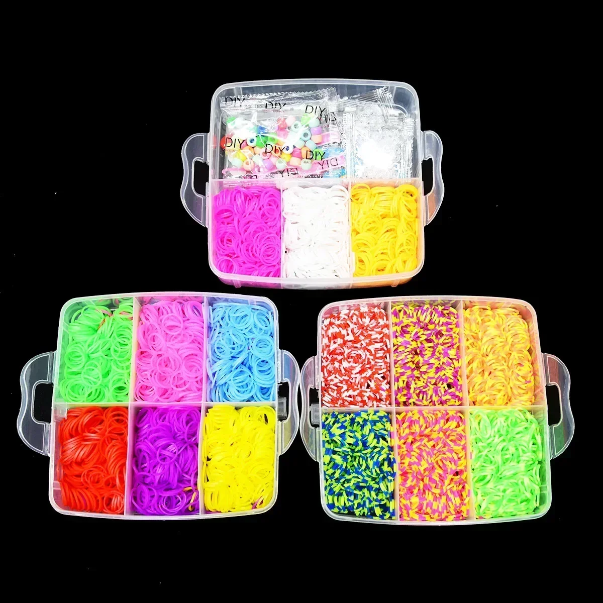 Creative Colorful Loom Bands Set Rainbow Bracelet Making Kit DIY Rubber Band Woven Bracelets Craft Toys for Girls Birthday Gifts