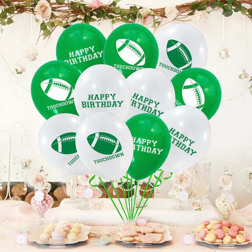 

36Pcs Rugby Football Latex Balloons Set 12 Inches Green White Sports Party Supplies Birthday Decoration Photo Prop