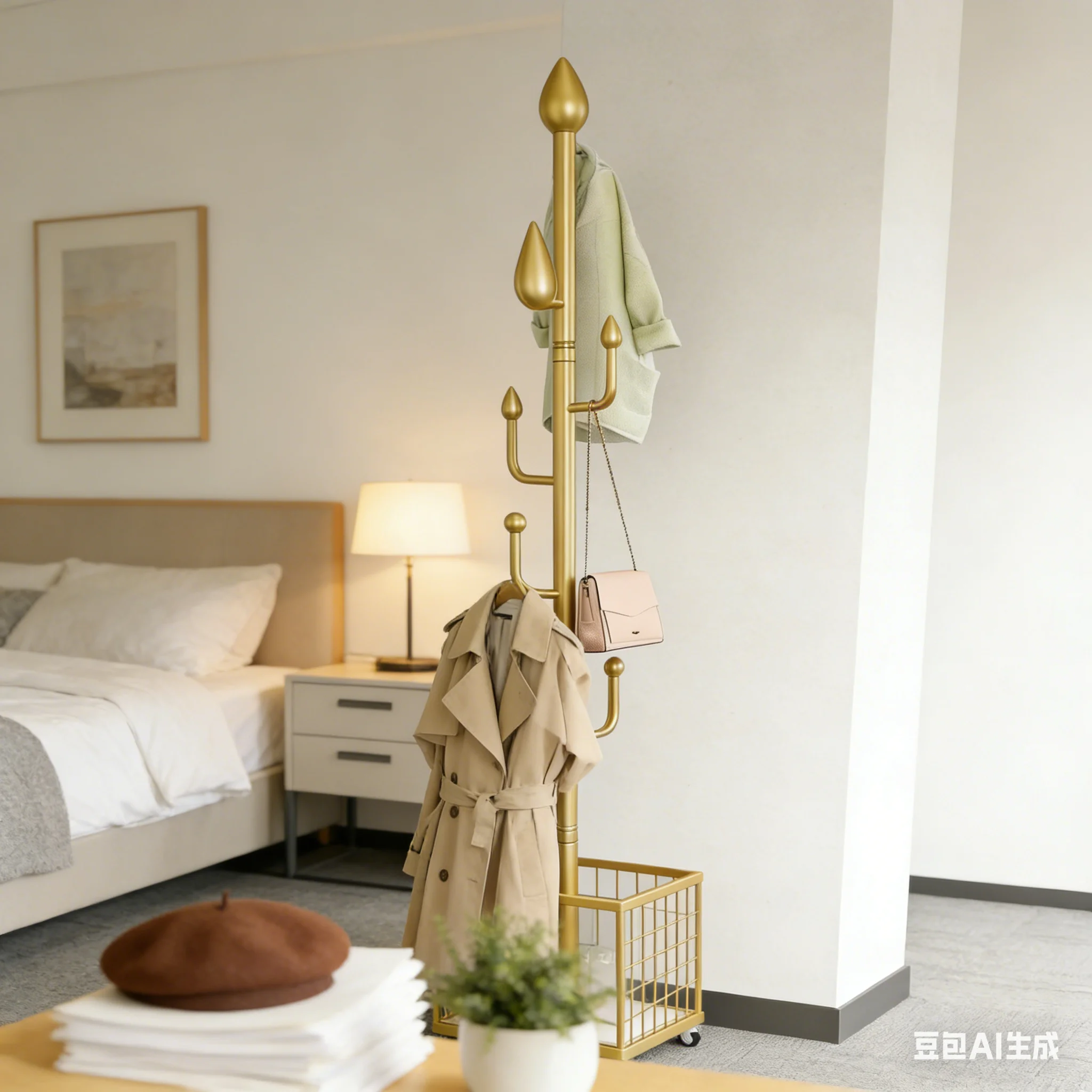 aoliviya-モダンライトシンプルな床置きコートラック、家庭用リビングルームバッグ収納用垂直寝室衣類ラック-b472956