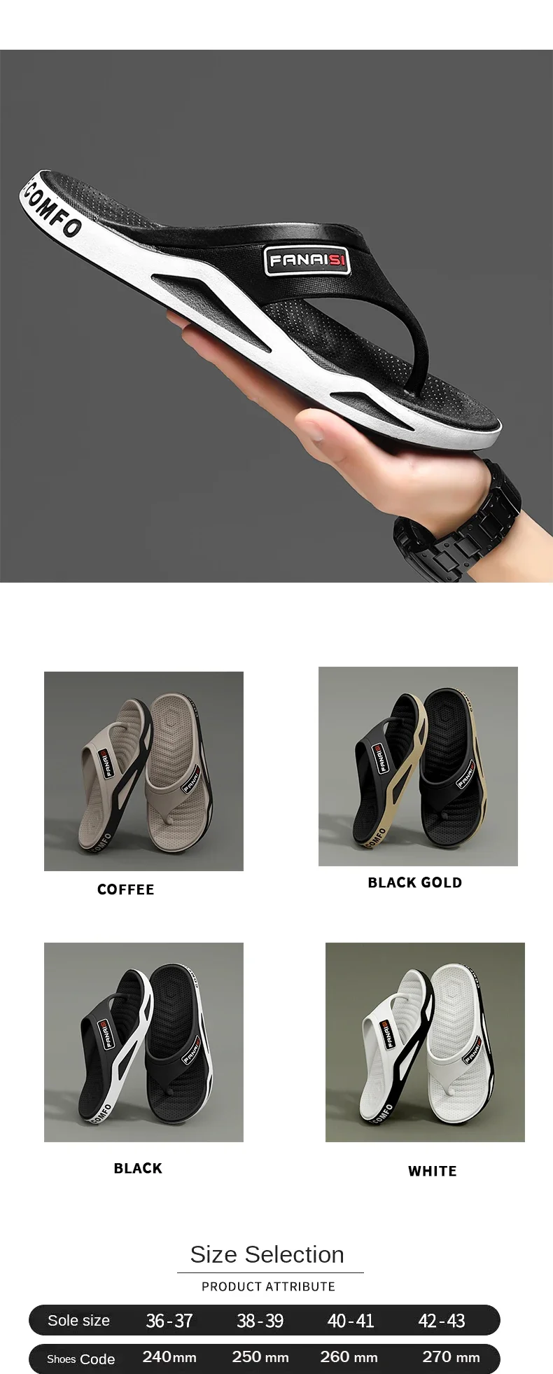 2026 Sommer Herren Flip-Flops Sport Outdoor Mode & Trend Bequeme Strand-Sandalen Herren Freizeitschuhe Haus-Flip-Flops Hausschuhe – Detail 4