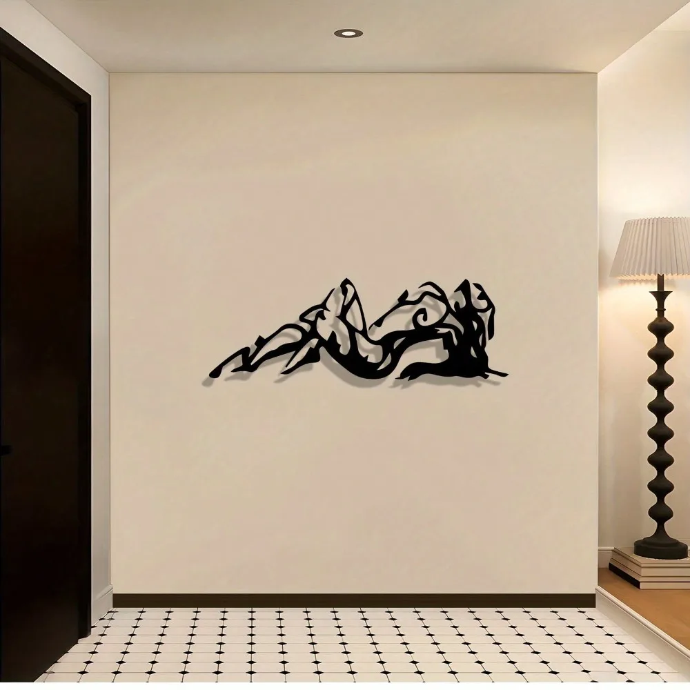 Retro Metal Wall Art Sculpture - Black White Abstract Iron Decor for Indoor Outdoor Garden, Powder Coated Weather-Resistant
