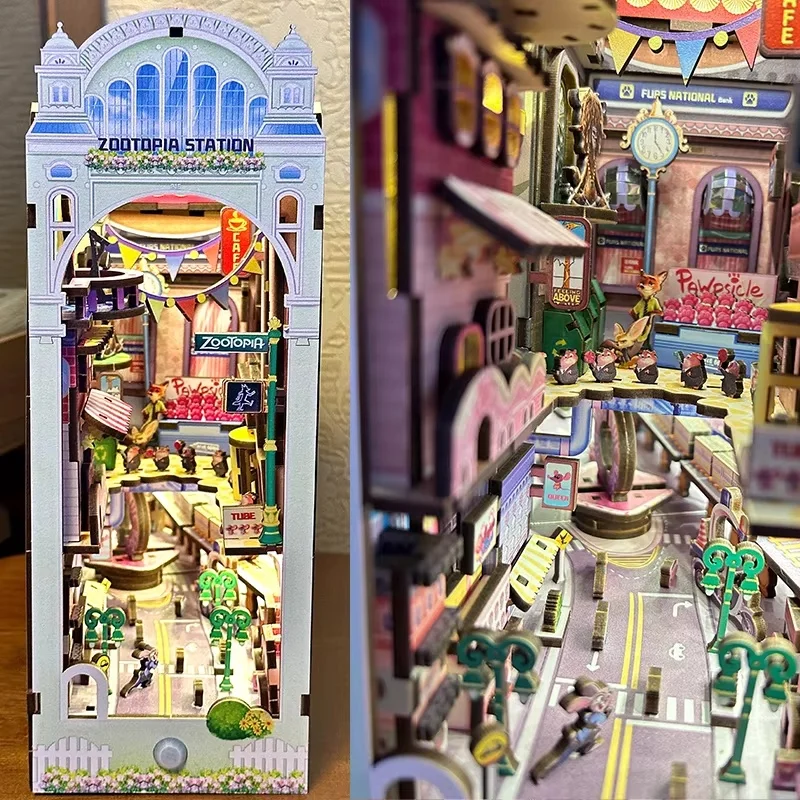 

Genuine Disney Zootopia Assembled Wooden Book 3d Puzzle Wooden Handmade Rabbit Judy Frozen Elsa Anna Model Peripheral Kids Gift