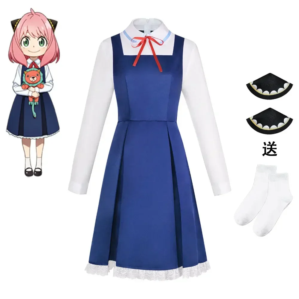 Anime Spy Family Anya Forger Cosplay Killer Killer Gothic Halter Black Dress Outfit Uniform Costume Adult Kids