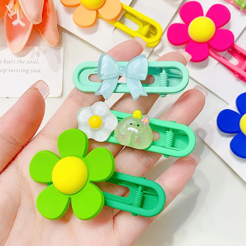 Sweet Candy Color Hairpin Flower Traceless Hair Clip Cute Girl with Bangs Clip Edge Clip No Harm To Hair Accessories for Girl