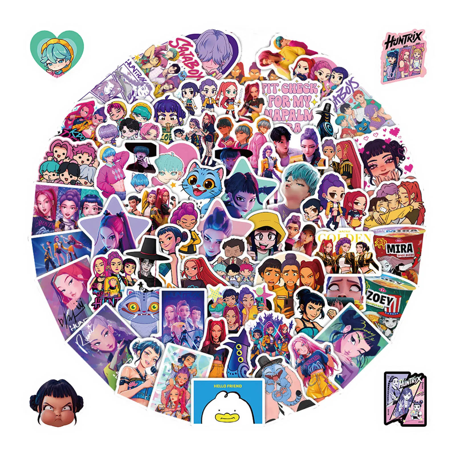 K-popハンターコープステッカーパック104枚フルセット防水ビニールデカールK-popアニメグラフィティDIYスクラップブッキングデコレーション用