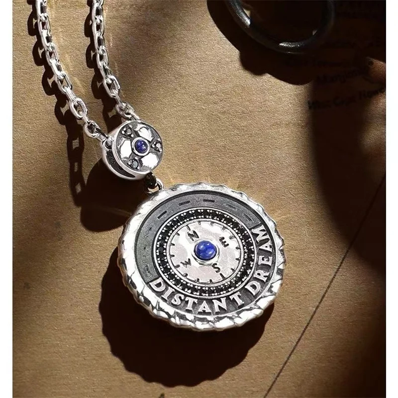 Persönlichkeits-Kompass-Zifferblatt-Anhänger, männliche Halskette, Accessoires im Ethno-Stil, Retro-Halskette, Herrenschmuck, Geschenk für den Freund