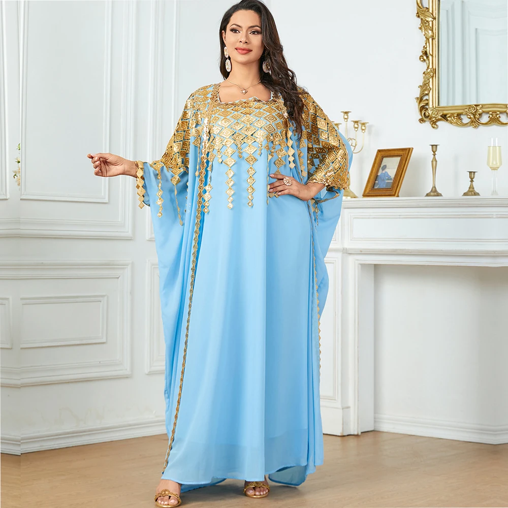 Eid Muslim Party Dress for Women Abaya with Inner Dress 2 Piece Set Jalabiya Ramadan Abayas Robe Caftan Vestidos Largos 2024