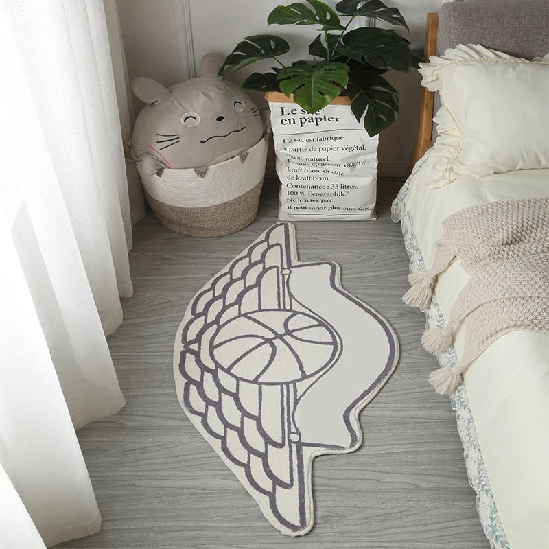 Irregular Shaggy Basketball Rug Sneakers Area Rugs for Living Room Carpet Kids Bedroom Trendy Home Hairy Floor Mat Anti-slip