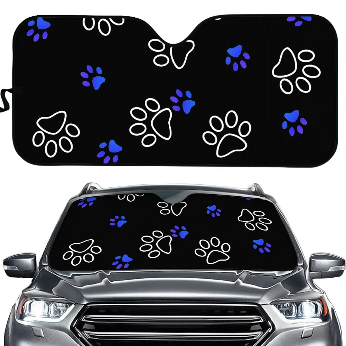 Colored Dog Paws Design Auto Sunshades Large Size Dirt-resistant Sun Shade for Men Women Fit Most of Van SUV Truck Parasol Coche