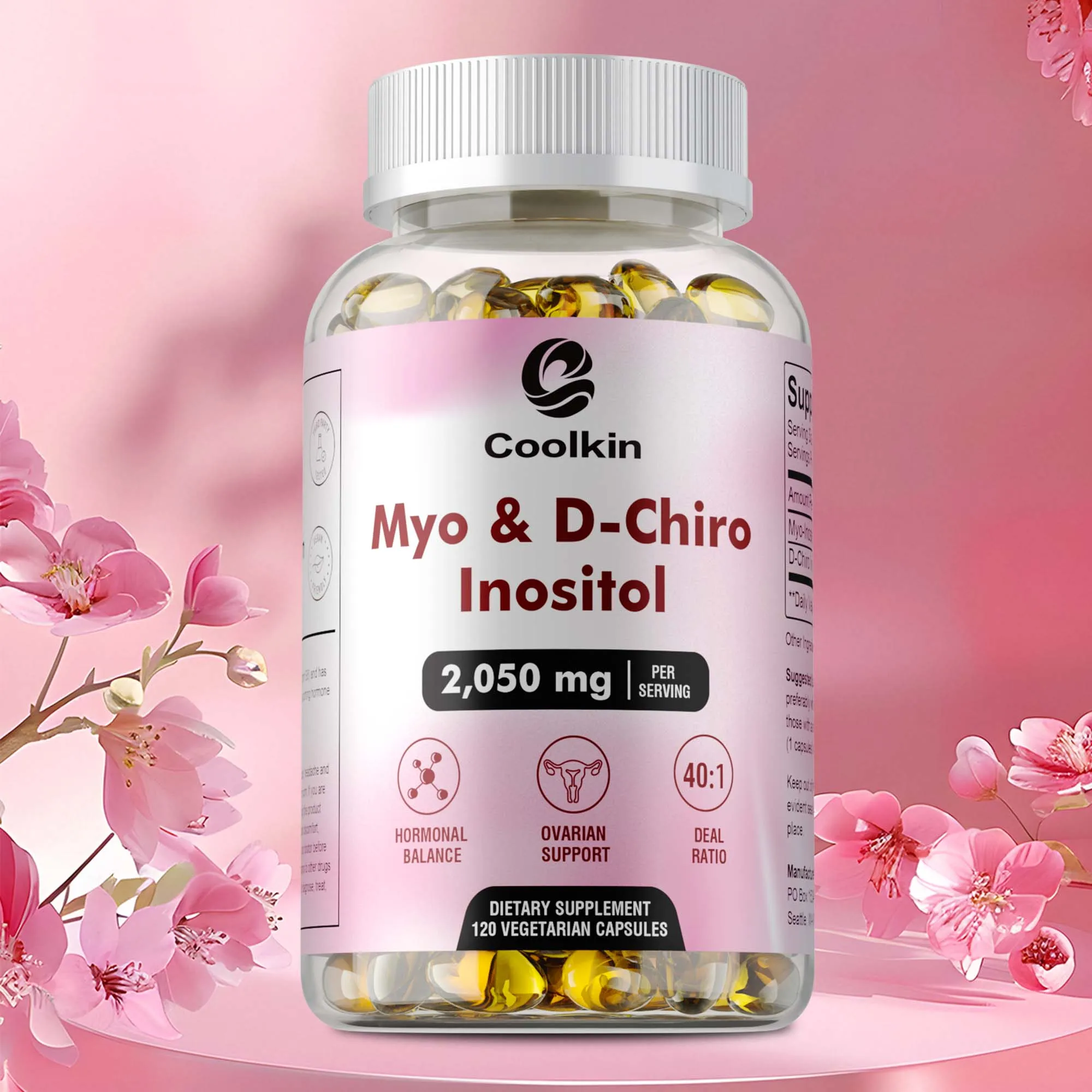 Myo & D-Chiro Inositol Capsules - Healthy Cycles, Hormonal Balance, Supports Women's Health and Ovarian Function,Boosts Immunity