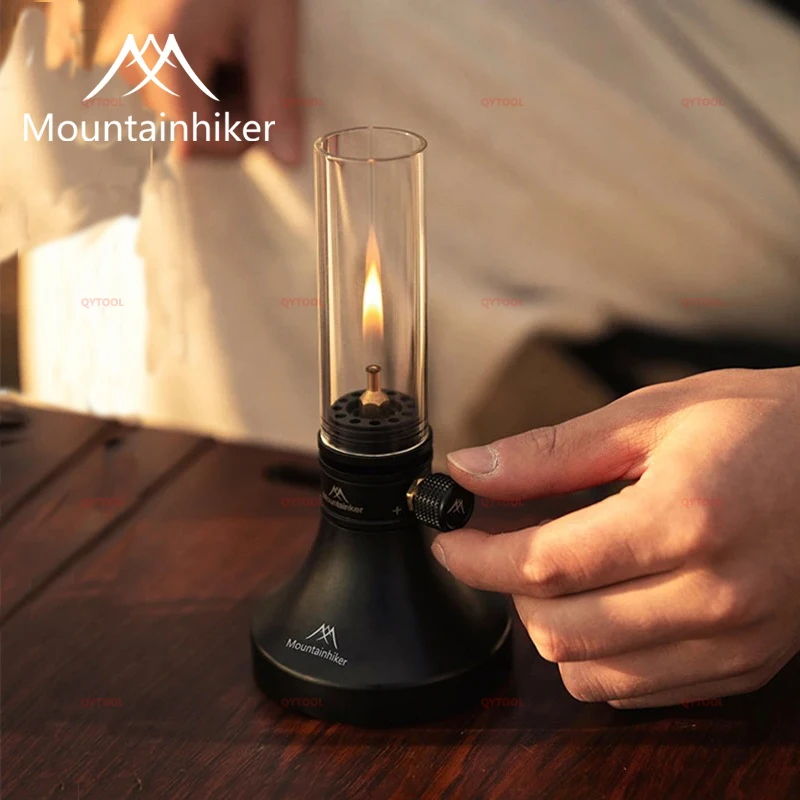 MOUNTAINHIKER Lightweight Portable Gas Lamp with Retro Glass Lampshade Outdoor Picnic Camping Tourist Gas Light Atmosphere Lamp