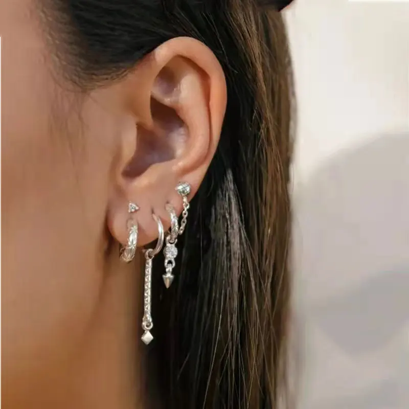 Ohrnadel aus 925er-Sterlingsilber, Vintage, kleiner Creolen-Ohrring für Damen, Geometrie, runde Silberohrringe, Party, Modeschmuck, Geschenk – Detail 25