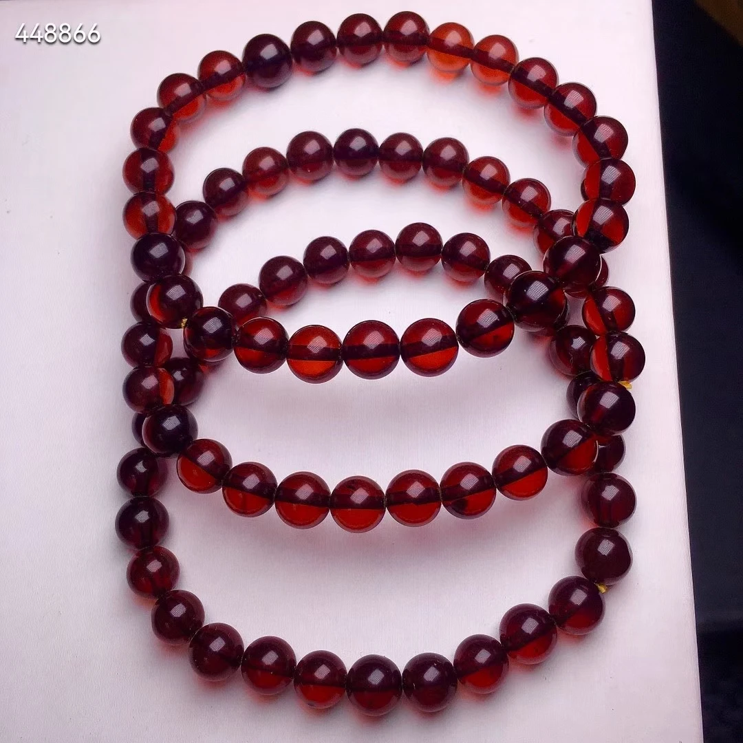 Imagem -06 - Rodada Beads Pulseira para Homens e Mulheres Sangue Vermelho Natural Âmbar Contas Claras Stretch Jóias mm Drop Shipping Aaaaaa