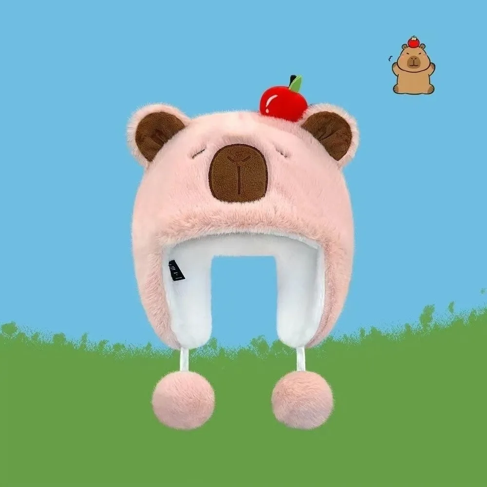 

New Windproof Bonnet Cap Coldproof Warm Pullover Hat Fluffy Cartoon Bucket Hat Outdoor Sports