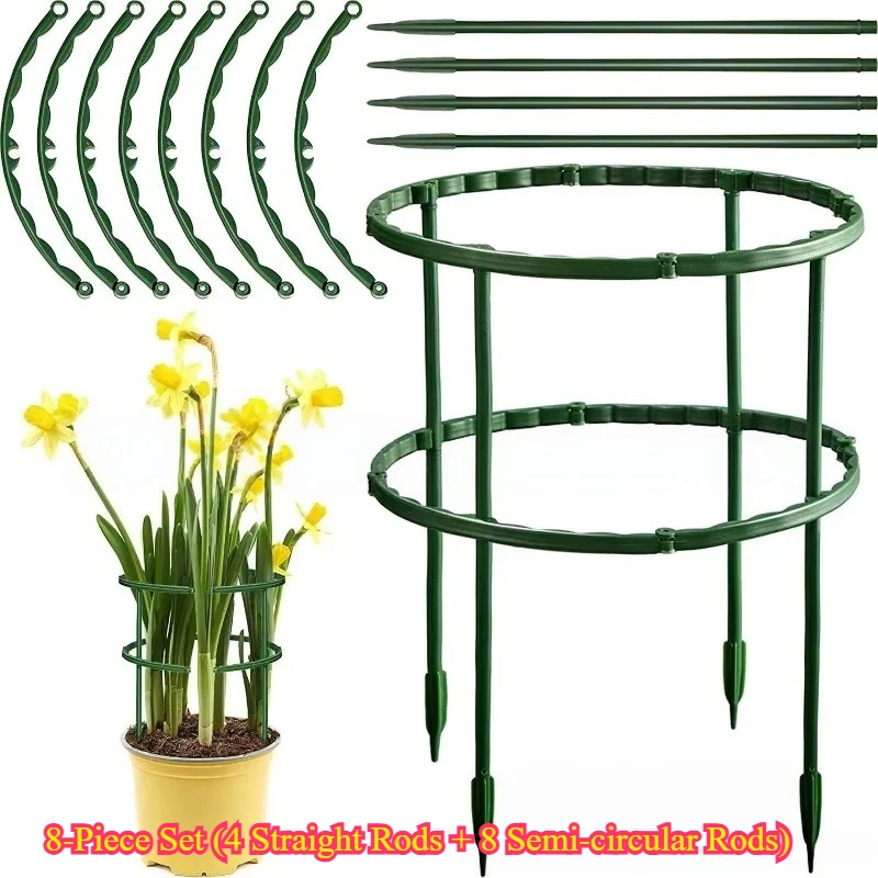 4Pcs Half‑Round Plastic Plant Support Stakes 24cm, Vine Climbing Stand Fixing Pole for Indoor Flower Garden Decoration