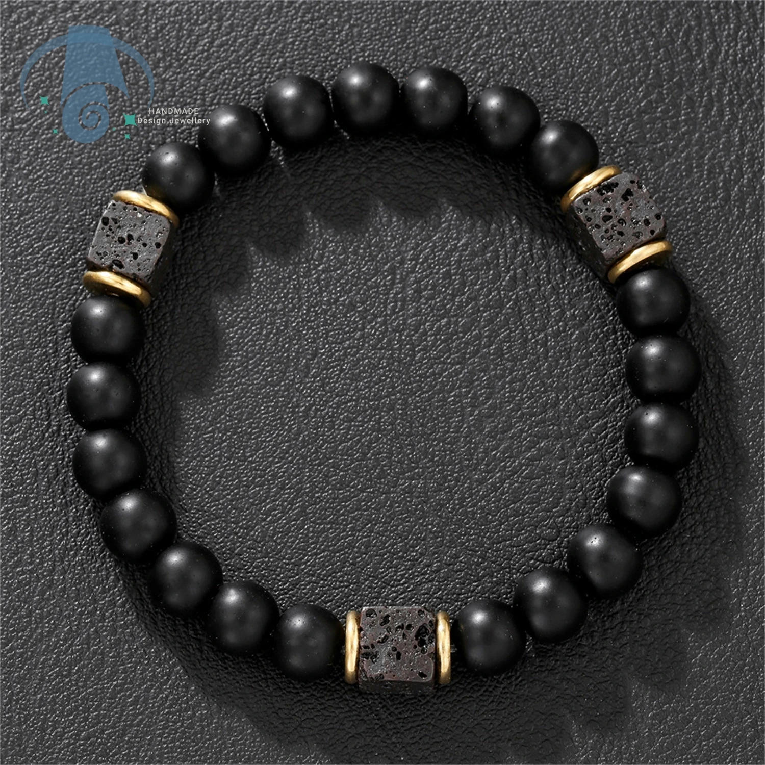 Pulseira de Obsidiana Negra Natural de Alta Densidade com Contas para Homens, Pedra de Lava Quadrada, Elástica, para Cura Espiritual, Yoga e Meditação.