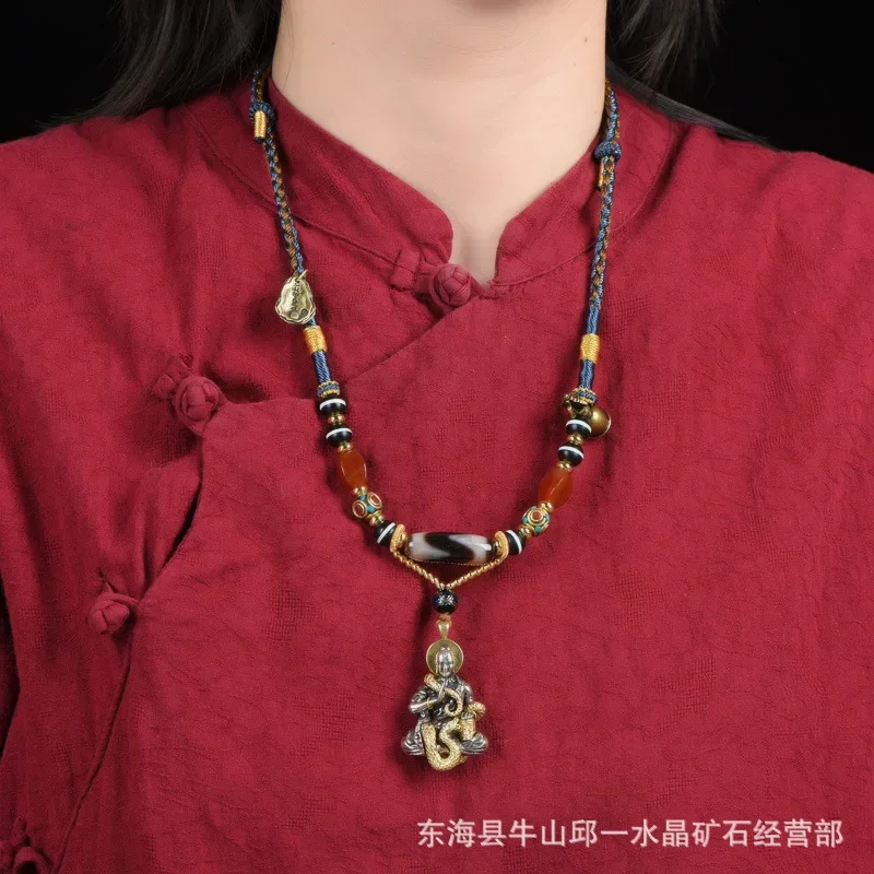 

2025 Tibetan Ethnic Style Hand-Woven Zachilam Thangka Niche for a Statue of the Buddha Tibetan Style Men and Women Pendant Rope