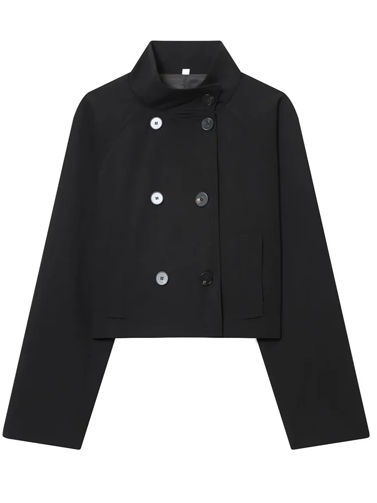 

Женская куртка 2021, осень-зима, новая мода, однотонное двубортное пальто с длинными рукавами, женская шикарная свободная верхняя одежда для отдыха