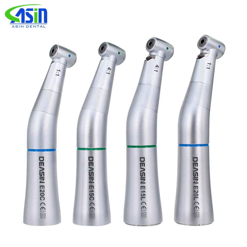 DEASIN KV E20L Type Dental Low Speed Handpiece Contra Angle Kavo 1:1 4:1 With / None Optic Fiber Blue Rings Green Rings