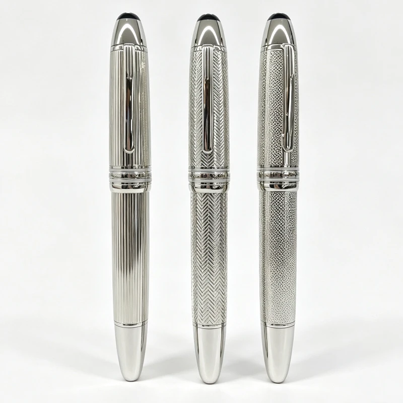 Luxury 163 149 Pen MonM B Piston Natural Solid Wood Fountain Pen Silver Stripe 4810 0.5F Nib Wedding Graduation Business Gift