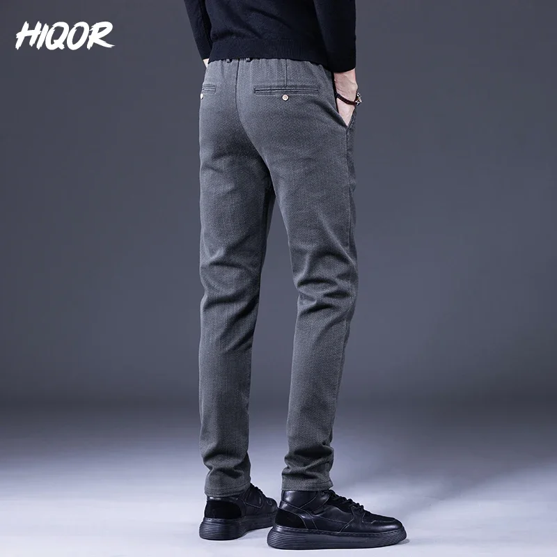 HIQOR Casual Man Pants Autumn Men Business Trousers for Men Stretch Slim Men's Trousers Korean Classic Black Gray Y2k Pants Male