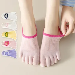 Candy Color Splicing Five Finger Short Socks Women Summer Thin Cotton Breathable Sweat Absorbing Boat Socks Ins Split Toe Socks
