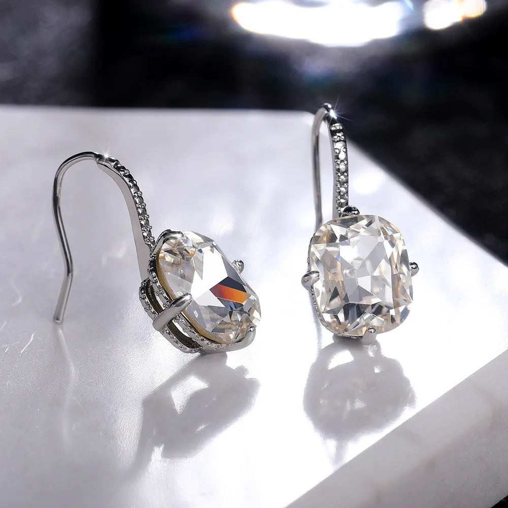 Luxury White Cubic Zirconia Dangle Earrings for Women Wedding Engagement Party Female Elegant Accessories Wedding Party Jewelry