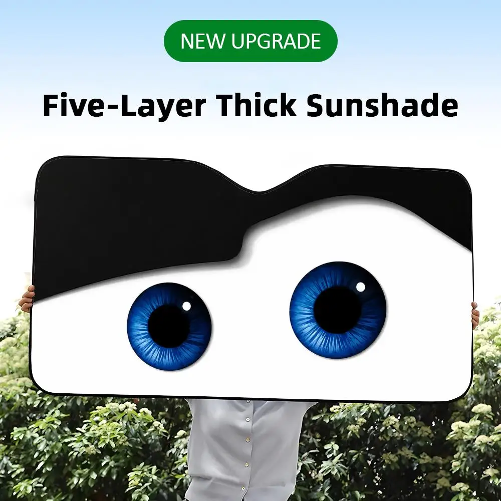 

Cartoon Eyes Cute Sun Visor Five-Layer Aluminum Foil Car Sunshades WindshieldUV Protector & Heat Shield Front Window