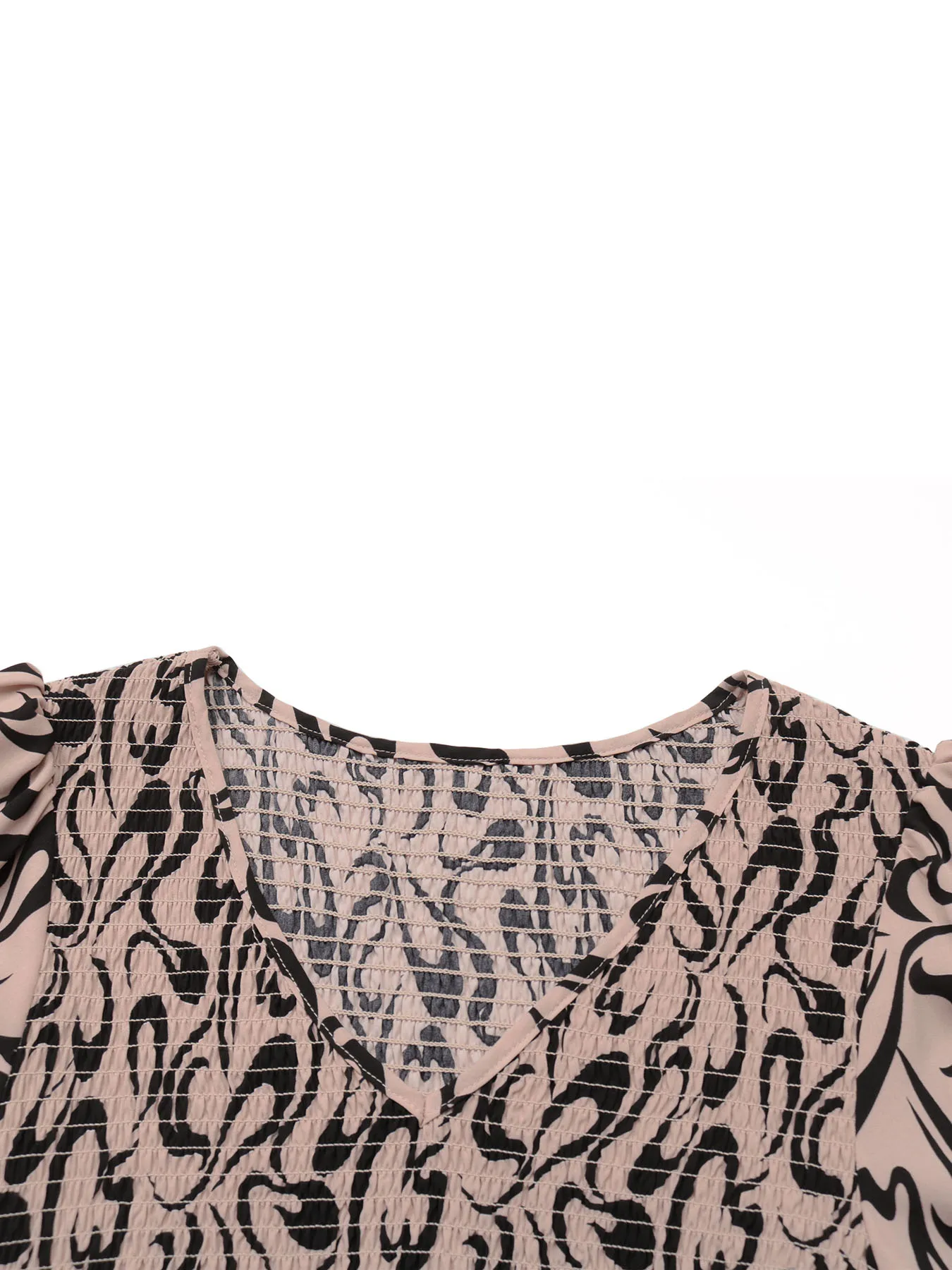 Women's Khaki Black Floral Print V Neck Long Sleeve Smocked Waist Midi Dress Autumn Winter Casual Party Daily Elegant