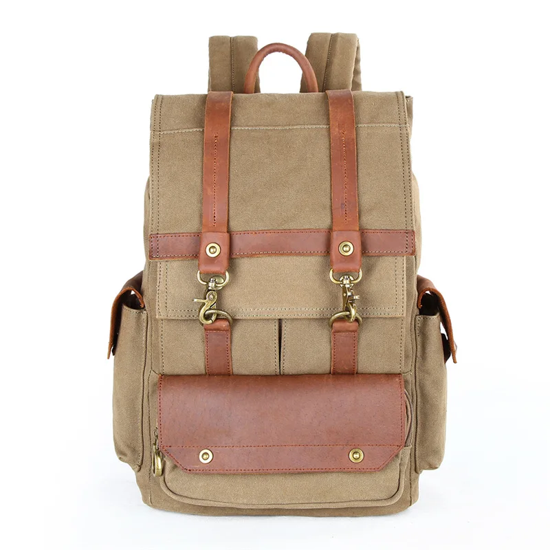 Casual retro canvas bag - trendy fashion computer bag - travel waterproof and durable backpack for two-shoulder carrying