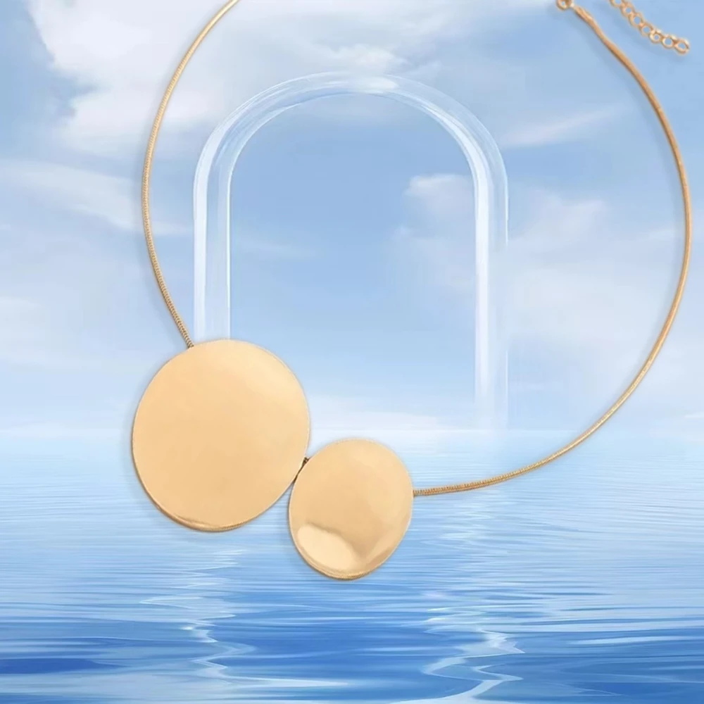 هندسية دائرية قلادة قلادة للنساء بسيطة موضة الرقبة مجوهرات رائجة البيع هدية حفلة 2024 نمط جديد