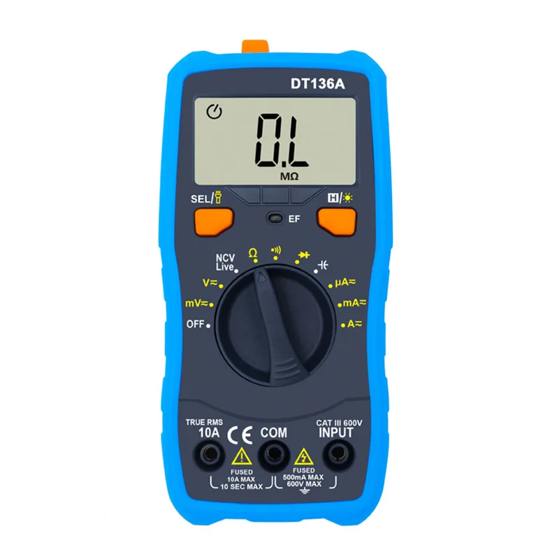 DT136A Digital Multimeter, NCV & Built‑in Flashlight, Temperature Test Tool for Live & Neutral Wire Identification