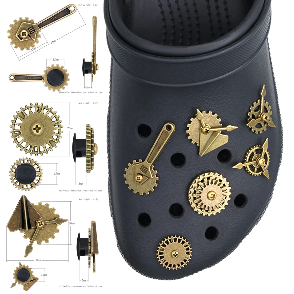 

1pcs Metal Rivet Hole Shoes Decorations Vintage Clogs Shoe Accessories gear Charms Detachable Punk Style Pines Pins W-401