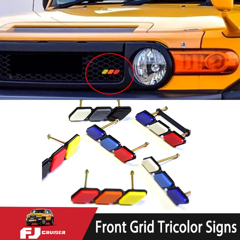 

06-21Year For Toyota FJ Cruiser Tricolor Signs Car Grille Emblem Accessories Exterior Modification Radiator Front Grid Logo