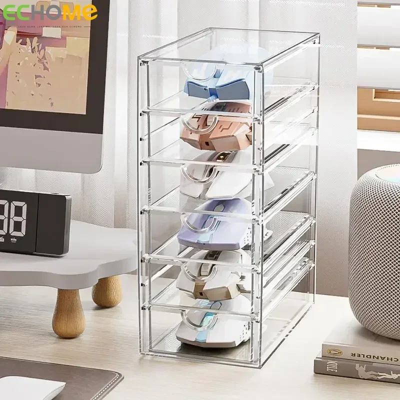 Mouse Storage Box Custom PET Acrylic Thick Drawer Display Rack E-sports Mechanical Game Wireless Mouse Dustproof Display Stand