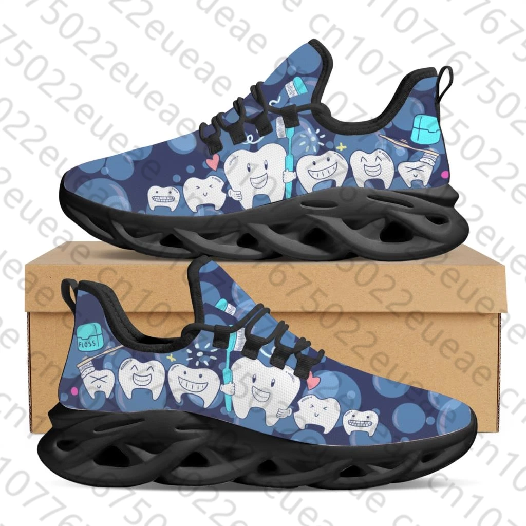 

Мультяшное оборудование для дантистов, дизайнерская женская обувь, удобная дышащая обувь на плоской подошве, повседневные кроссовки со шнуровкой и принтом зубных щеток