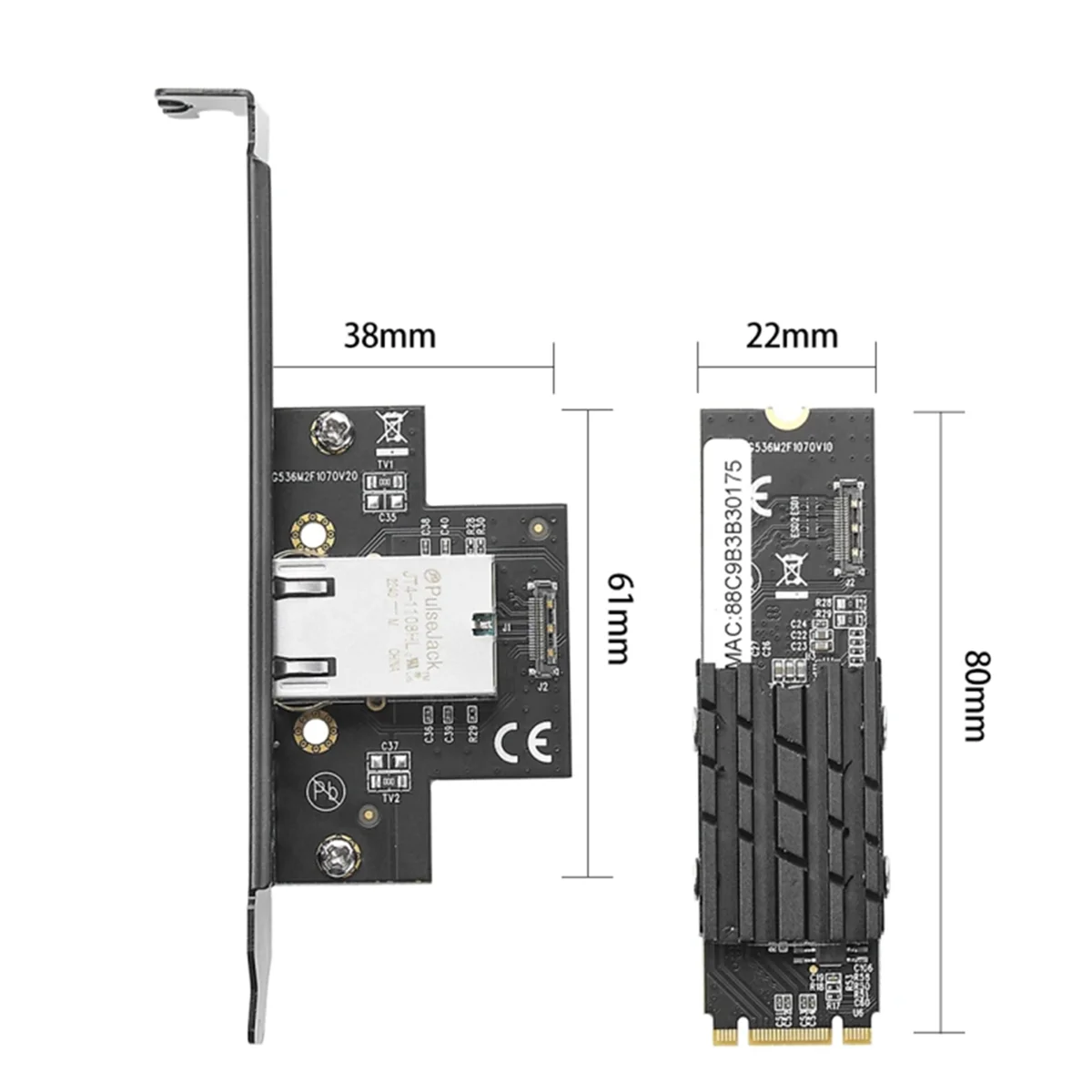 M.2 to Single Port 10 Gbase Ethernet Gigabit Nic B Key M Key 10G/2.5G/1000M RJ45 Lan Network Adapter Card AQC107