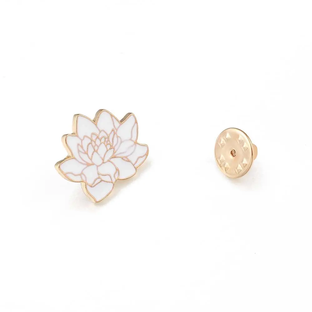 Travel Commemorative Buddhism White Lotus Flower Jewelry Accessories Lotus Flower Brooch Lapel Brooch Enamel Pin Brooches Pin