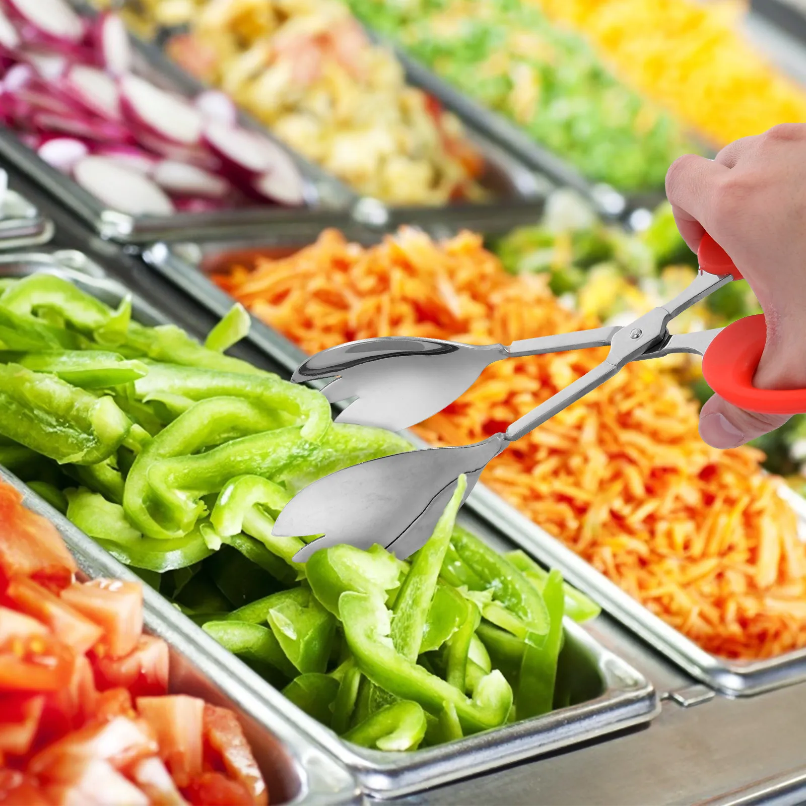 Pinzas de Servir Tipo Tijera de Acero Inoxidable, Pinzas para Ensaladas, Restaurante, Frituras, Buffet, Utensilios de Cocina y Bar